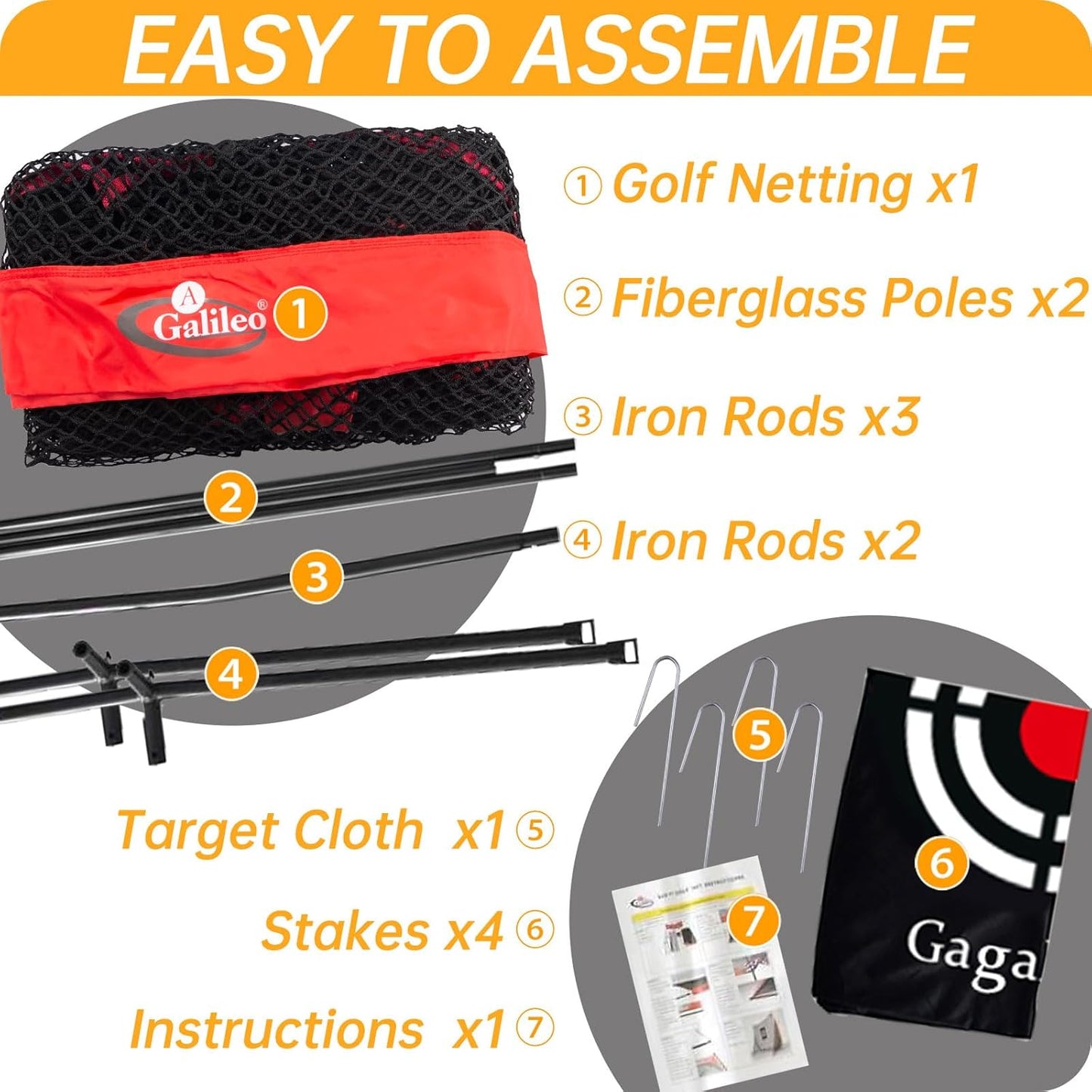 Gagalielo Golf Hitting Net with Target:Professional Heavy Duty Practice Net for Driver Swing Training Backyard Garage