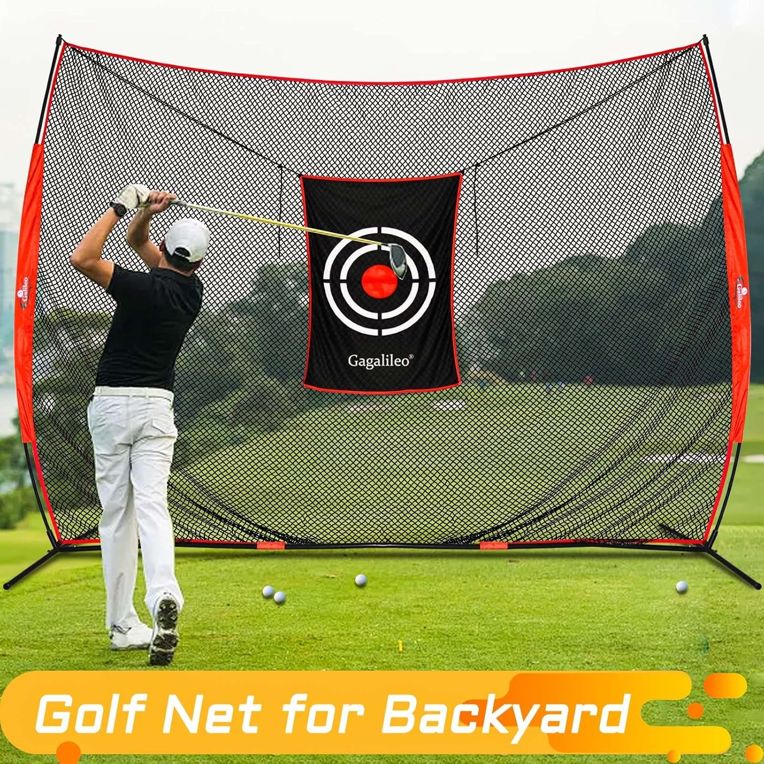 Gagalielo Golf Hitting Net with Target：Professional Heavy Duty Practice Net for Driver Swing Training Backyard Garage