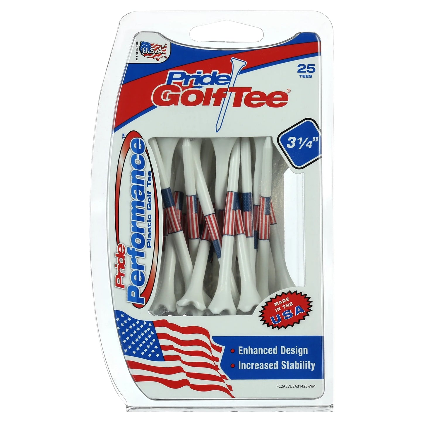 Pride Performance Flag Plastic Golf Tees – Low-Resistance Head, 3.25" Durable Plastic for Golfing, Enhanced Stability, 25 Count