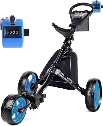 Golf Cart, Foldable Golf Push Cart, Golf Bag Cart, Fits Golf Stand Bag and Golf Cart Bags, Golf Caddy Cart with Optional Large Wing or Small Wing, Includes Ice Bag