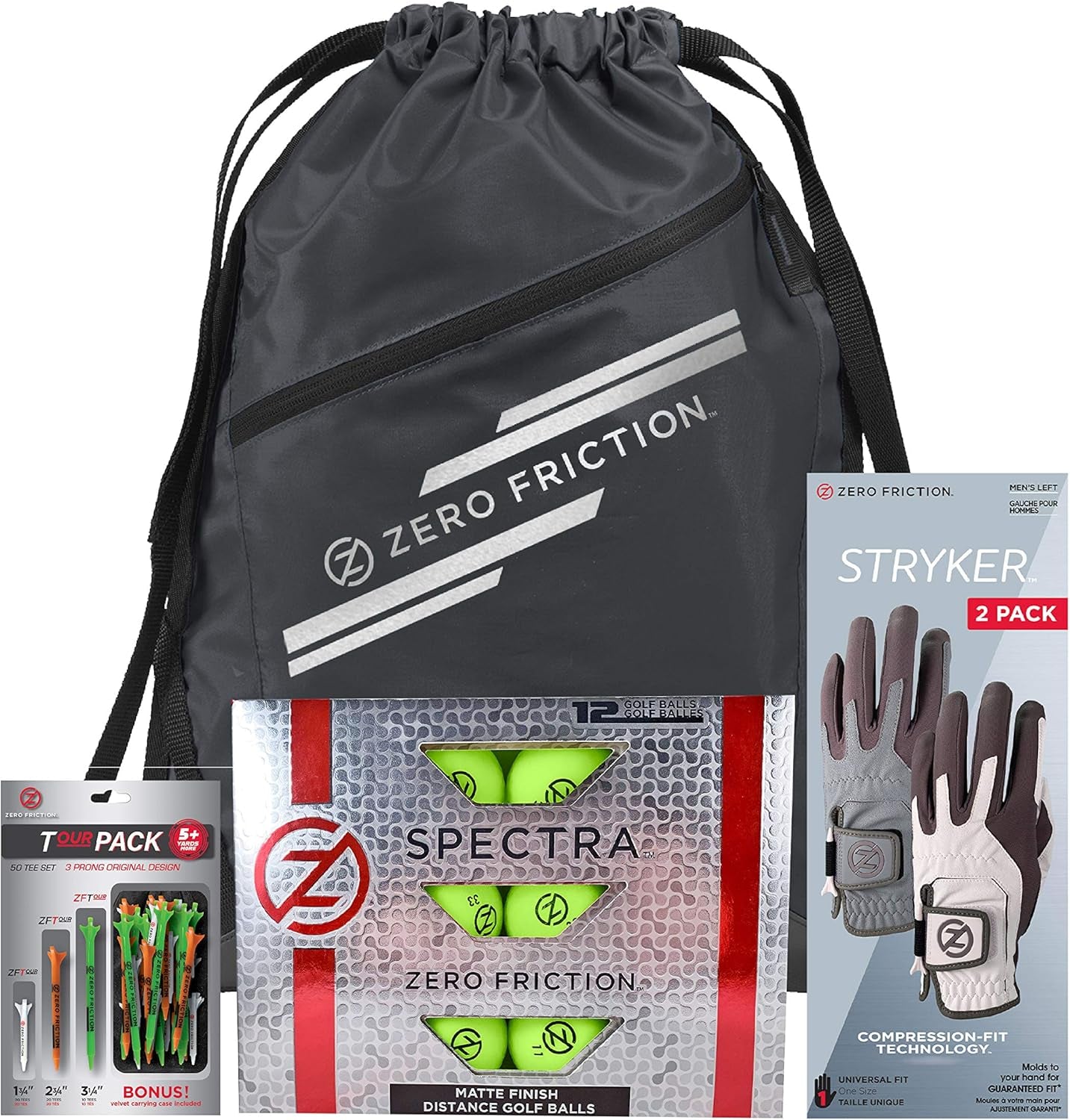 Golf Accessories Set with Golf Gloves, Matte Finish Golf Balls, Athletic Backpack, Performance Golf Tees, and Golf Towel
