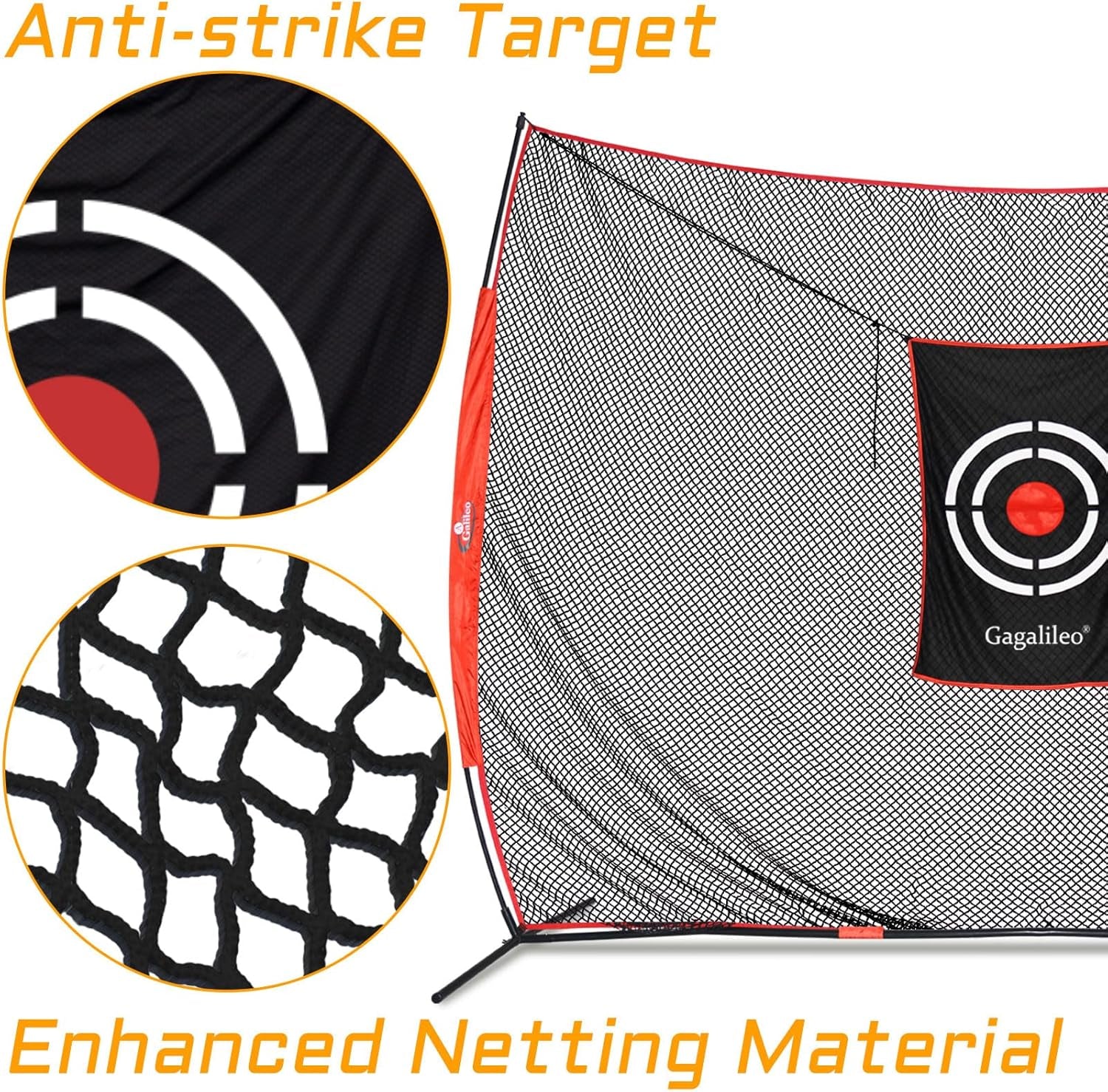Gagalielo Golf Hitting Net with Target：Professional Heavy Duty Practice Net for Driver Swing Training Backyard Garage
